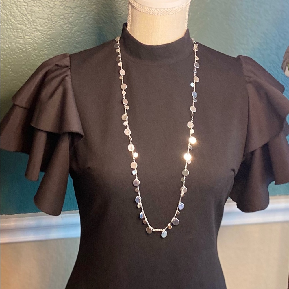 Vintage 90’s Lia Sophia Panoramic Silver Toned Disk Adjustable Length Necklace